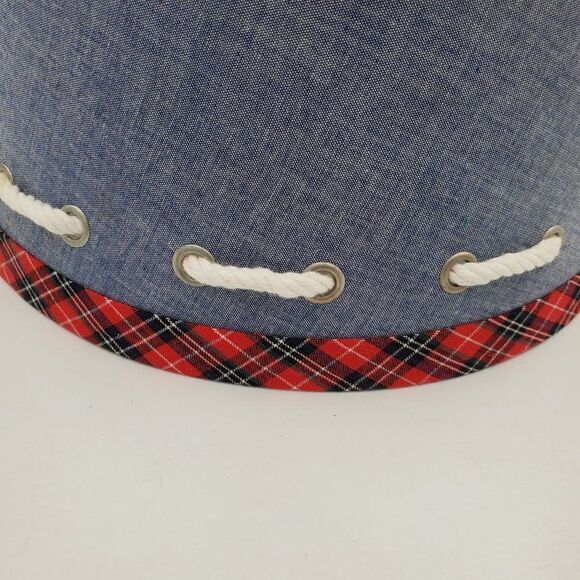 Pottery Barn Kids Lamp Shade Blue With Red Plaid Trim & Rope Detail - Picture 4 of 7